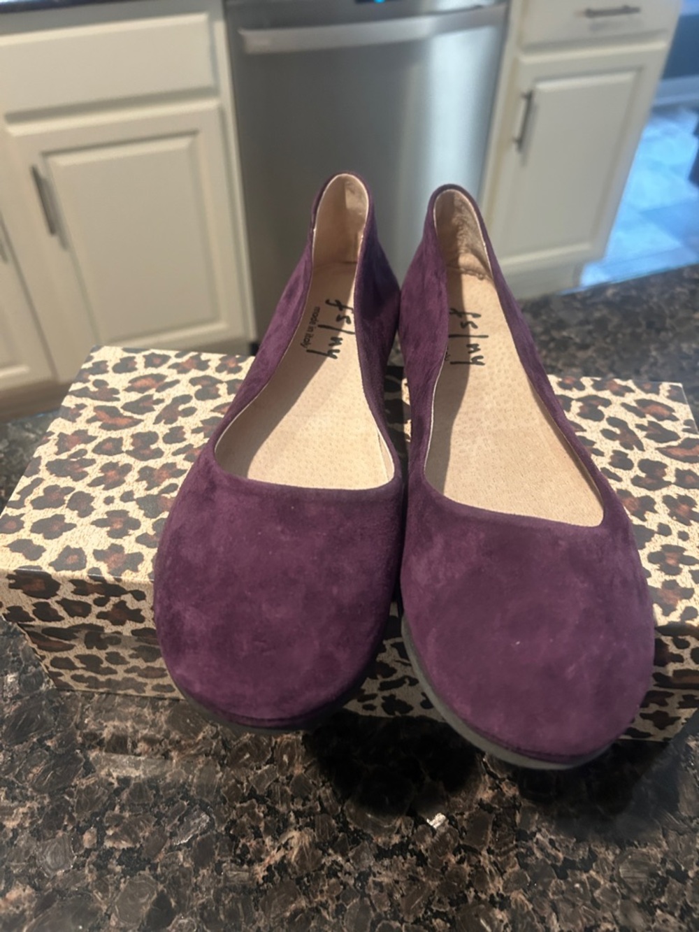 French Sole Women's Suede Ballet Flats - Plum